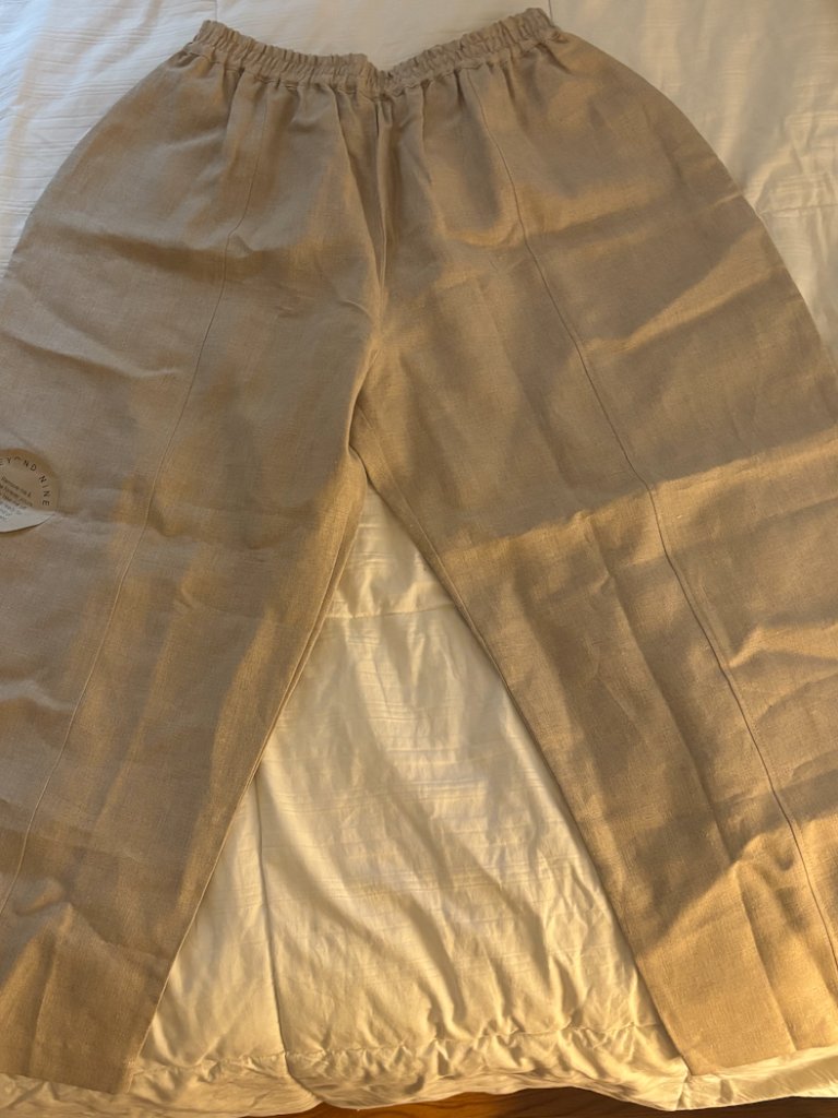 Beyond Nine Mabel Linen Barrel Leg Trousers Size Large Color Natural